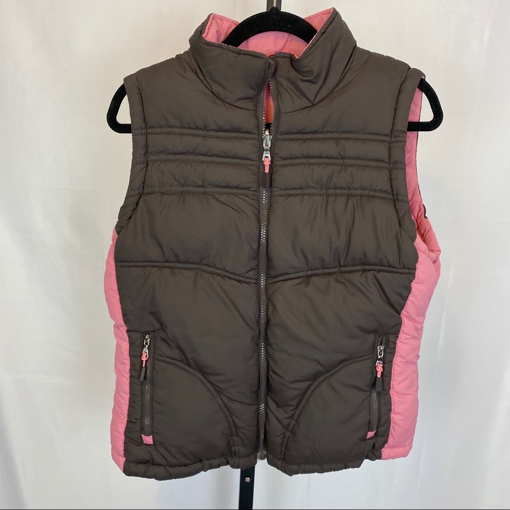 Big Chill Pink & Brown Reversible Puffer Vest, Lrg